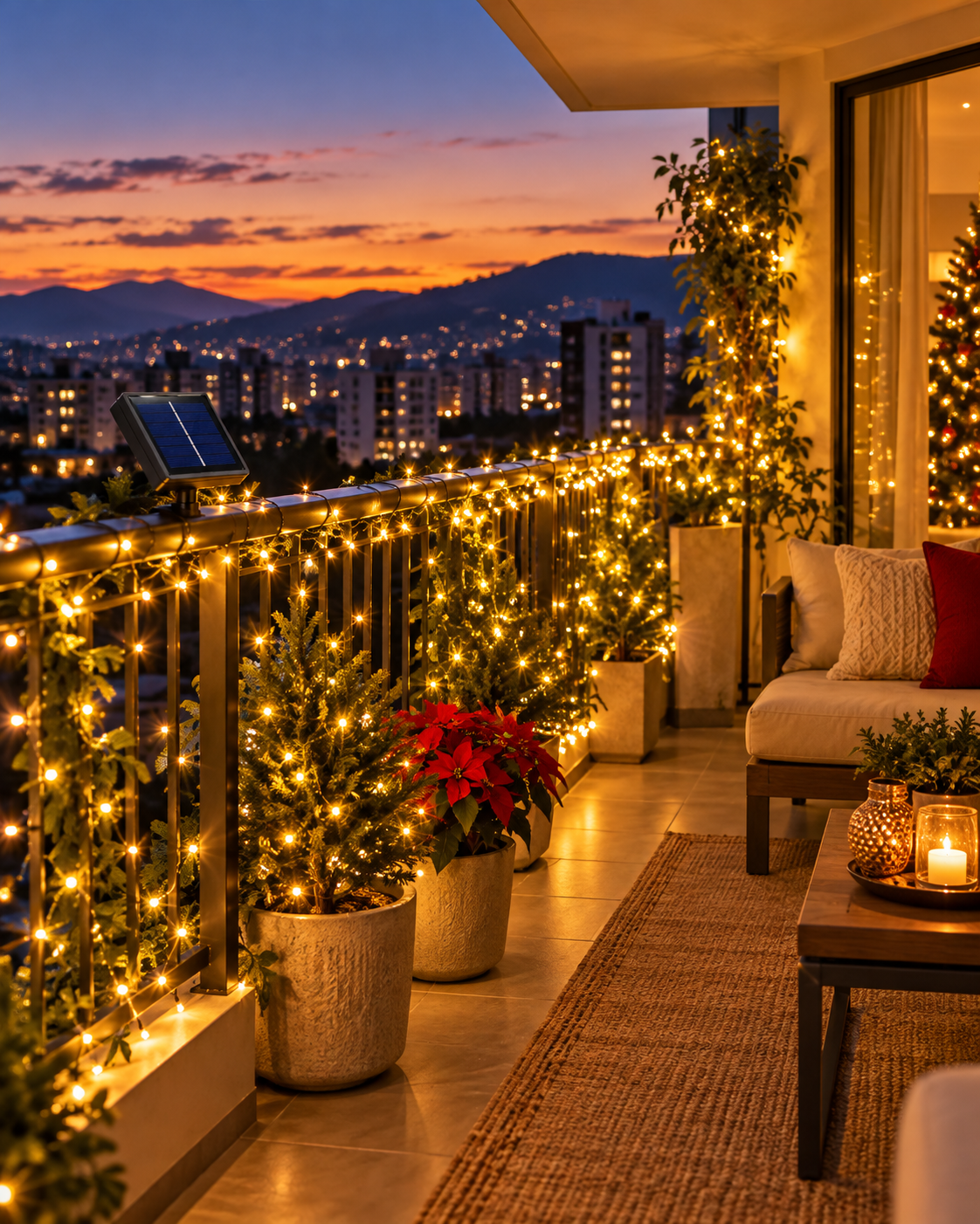 Luces Navideñas Solares 10 m con Control Remoto